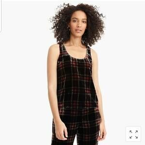 NWT J.CREW J Crew Multi-Color Velvet Tank Top Sleeveless Stewart Tartan Lined 6